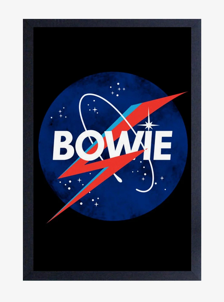 David Bowie Space Logo Framed Wood Wall Art