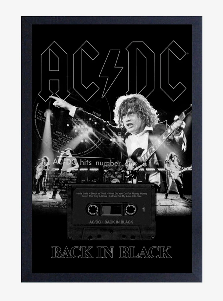 AC/DC Back In Black Live Framed Wood Wall Art