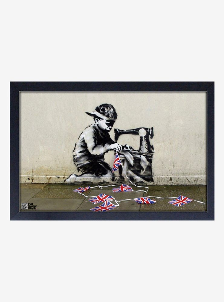 Banksy Bunting Framed Wood Wall Art