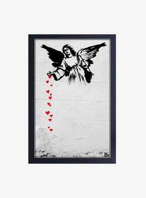 Banksy Angel Hearts Framed Wood Wall Art