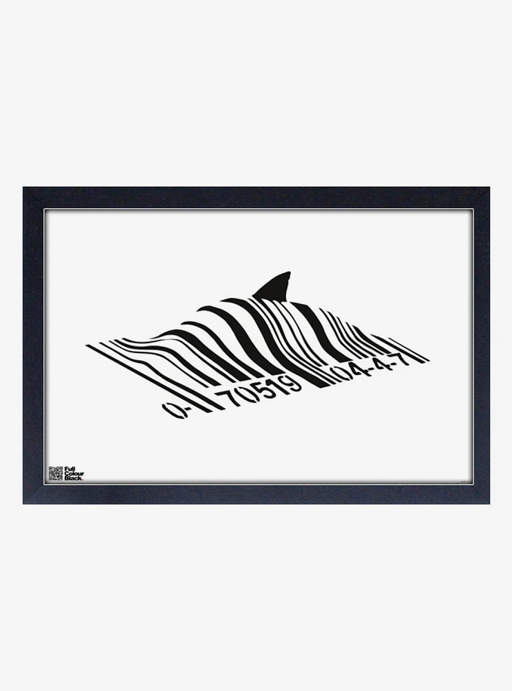 Banksy Barcode Shark Framed Wood Wall Art