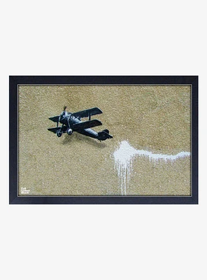 Banksy Biplane Close-Up Framed Wood Wall Art