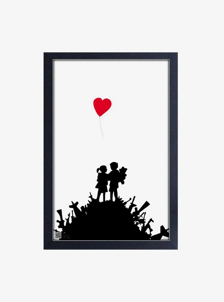 Banksy Bombsite Love Framed Wood Wall Art