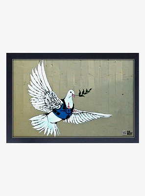 Banksy Bulletproof Dove Framed Wood Wall Art