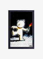 Banksy Firebomb Teddy Framed Wood Wall Art