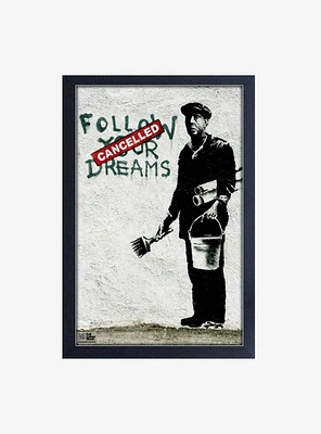 Banksy Follow Your Dreams Portrait Framed Wood Wall Art