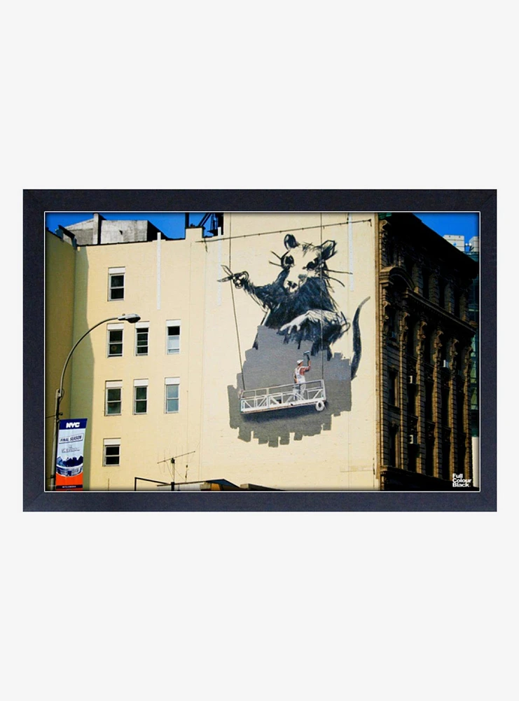 Banksy Gantry Rat Framed Wood Wall Art