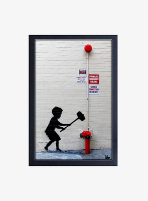 Banksy Hammer Boy Framed Wood Wall Art