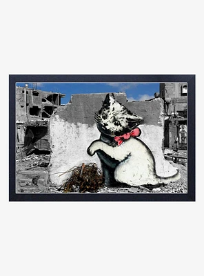 Banksy Kitten In War Framed Wood Wall Art