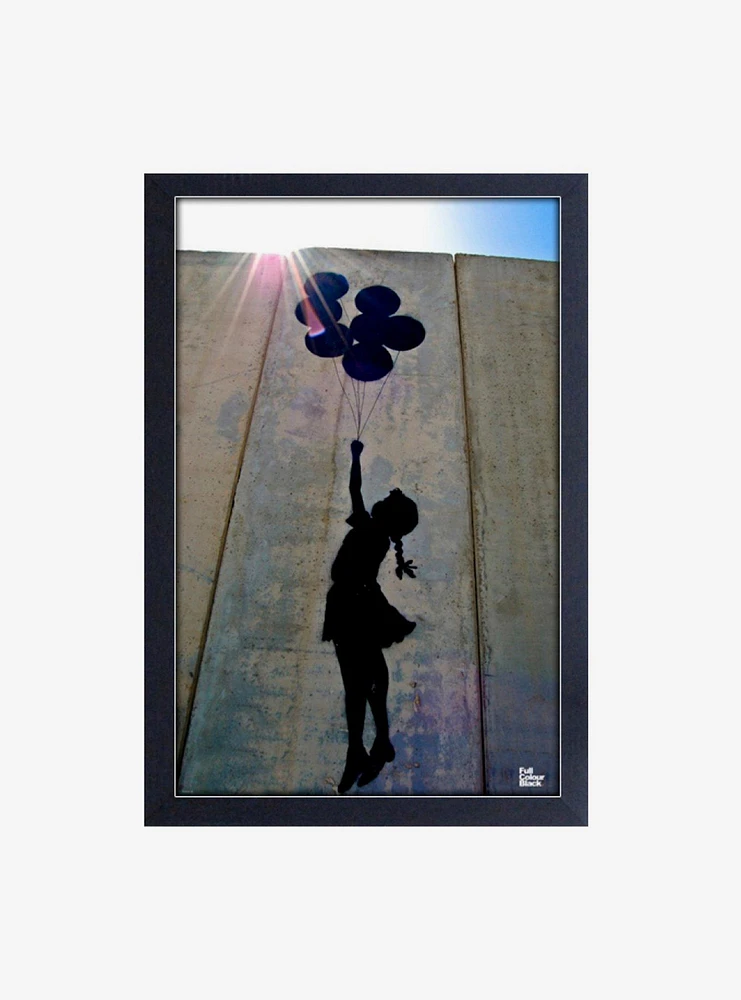 Banksy Palestine Balloon Girl Framed Wood Wall Art
