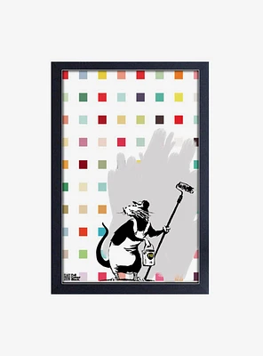 Banksy Squares Vs. Rat Framed Wood Wall Art