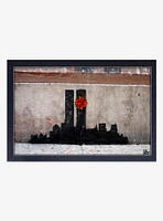 Banksy Twin Towers Framed Wood Wall Art