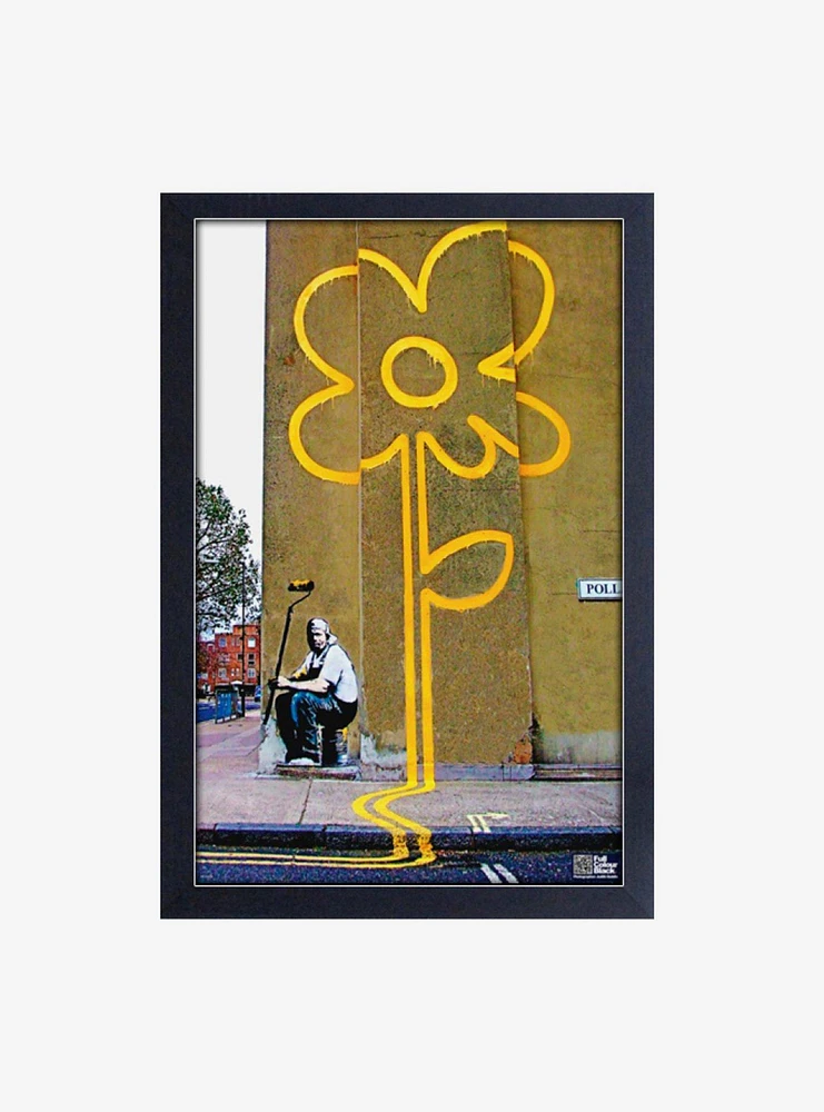 Banksy Yellow Lines Framed Wood Wall Art