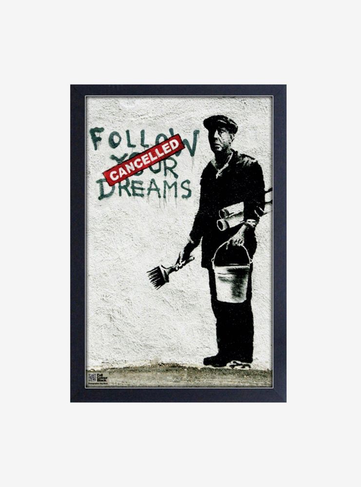 Banksy Follow Your Dreams Portrait Framed Wood Wall Art