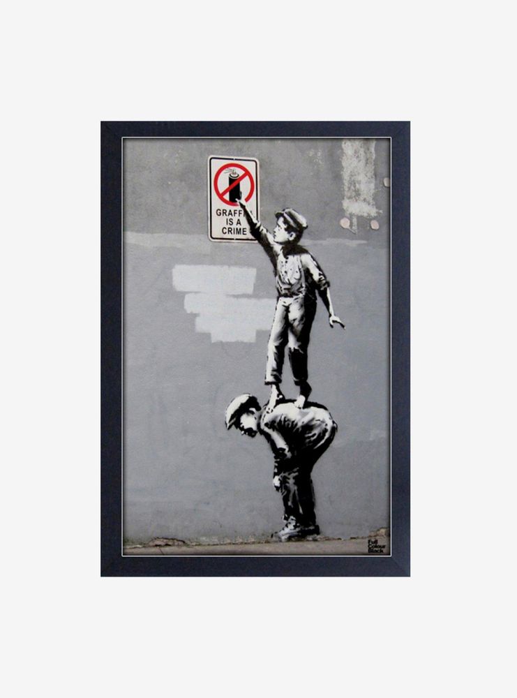 Banksy Graffiti Is A Crime Framed Wood Wall Art