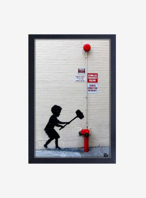 Banksy Hammer Boy Framed Wood Wall Art