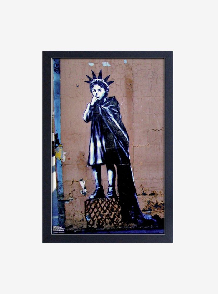 Banksy Liberty Girl Framed Wood Wall Art