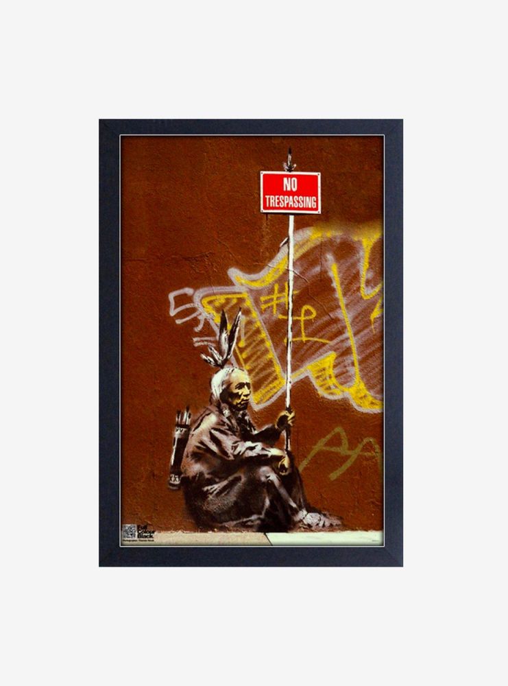 Banksy No Trespassing Framed Wood Wall Art