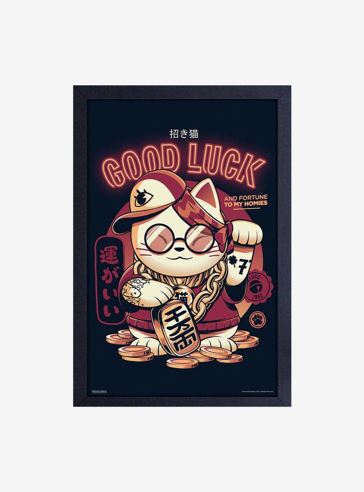 Illustrata Lucky Cat Framed Wood Wall Art