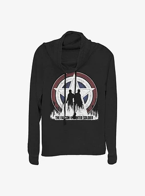 Marvel The Falcon And Winter Soldier Silhouette Shield Cowlneck Long-Sleeve Girls Top
