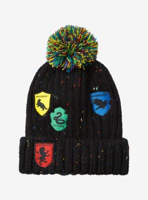 Harry Potter Hogwarts House Badges Youth Pom Cuff Beanie - BoxLunch Exclusive