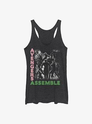 Marvel Avengers Black And White Group Womens Tank Top