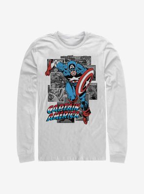 Marvel Captain America Comic Cap Long-Sleeve T-Shirt