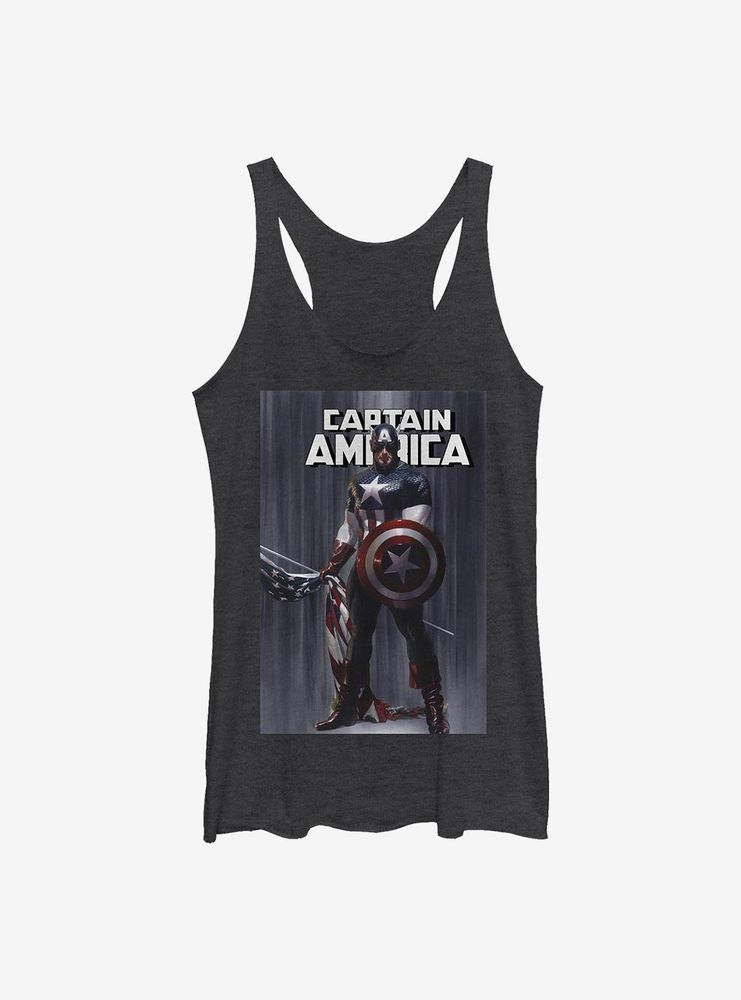 Marvel Captain America Standing Flag Womens Tank Top