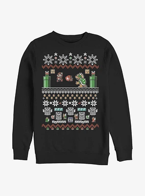 Nintendo Mario Bit Ugly Holiday Crew Sweatshirt