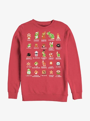 Nintendo Mario Pixel Cast Crew Sweatshirt