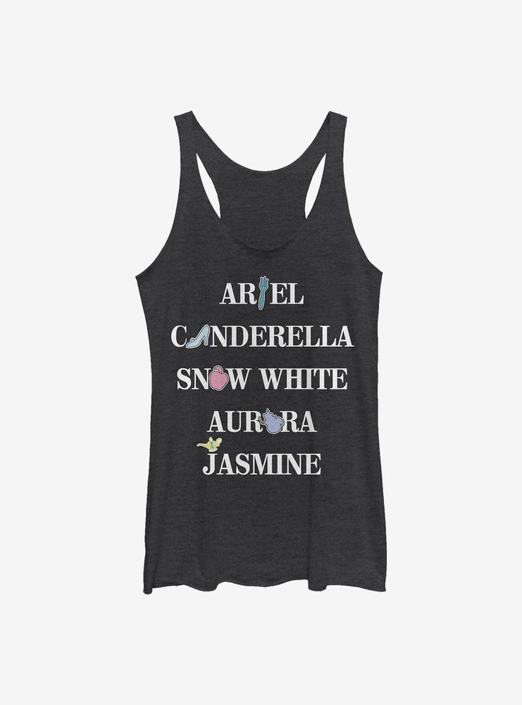 Disney Princess Names Stacked Womens Tank Top