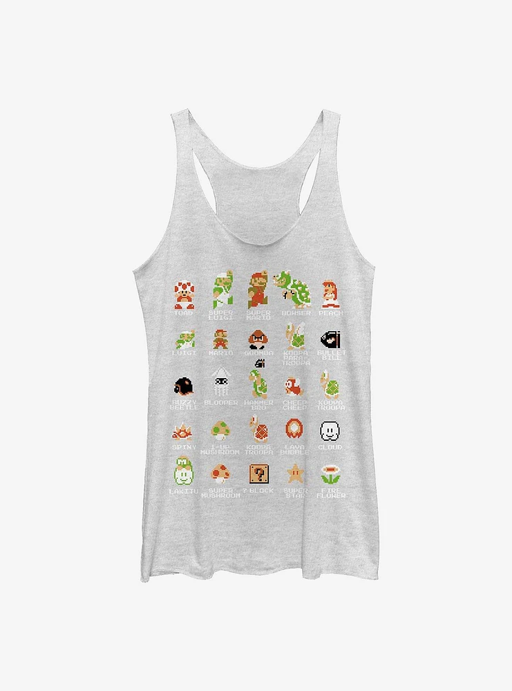 Super Mario Pixel Cast Womens Tank Top