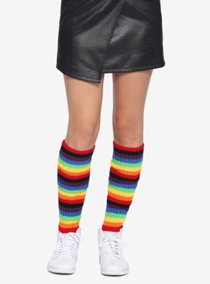 Rainbow Knit Leg Warmers