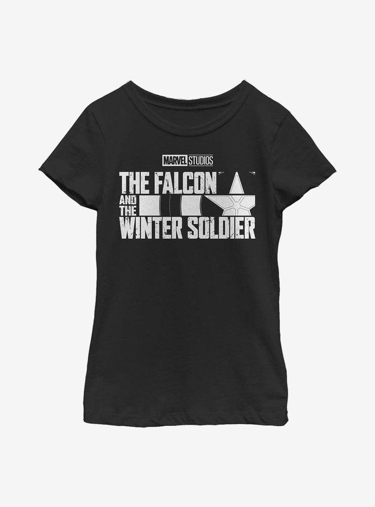 Marvel The Falcon And Winter Soldier Logo Single Color Youth Girls T-Shirt