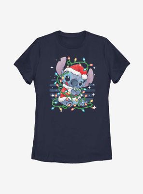 Disney Lilo & Stitch Christmas Lights Womens T-Shirt