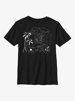 Disney Lilo & Stitch Surf Line Art Youth T-Shirt
