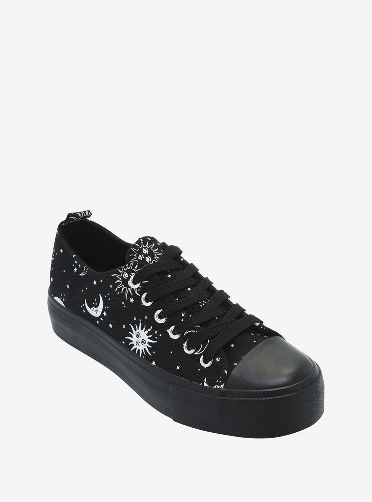 Celestial Moons & Suns Platform Lace-Up Sneakers