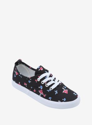 Mushrooms & Butterflies Lace-Up Canvas Sneakers