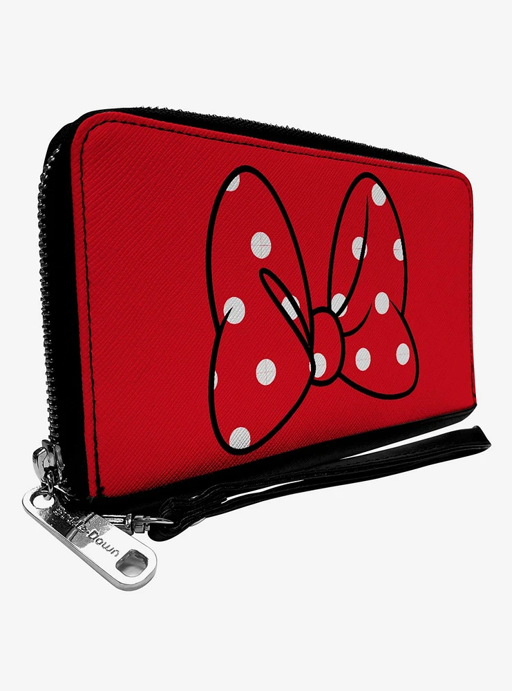 Disney Minnie Mouse Polka Dot Bow Zip Around Wallet