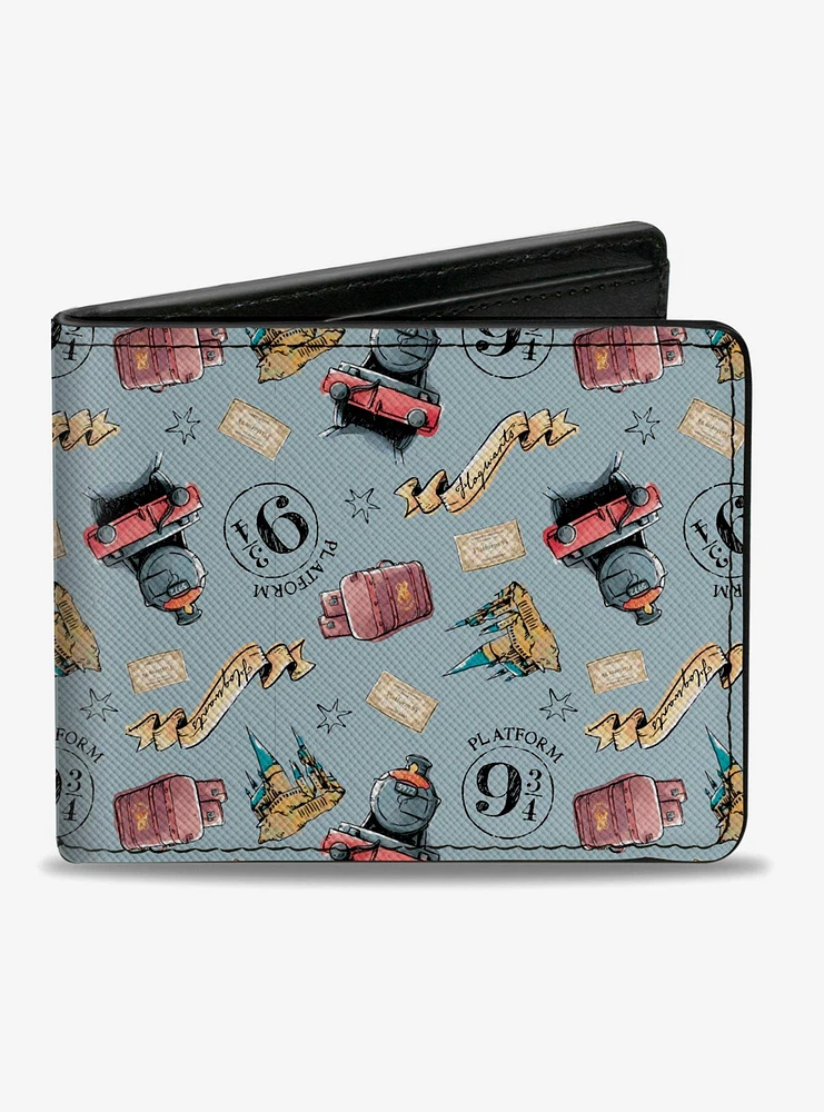 Harry Potter Hogwarts Express Sky Blue Bifold Wallet