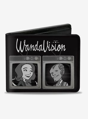 Marvel Wandavision Cartoon Scarlet Witch And Vision Block Bifold Wallet