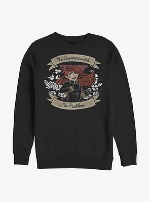 Marvel Black Widow No Superpowers Problem Crew Sweatshirt