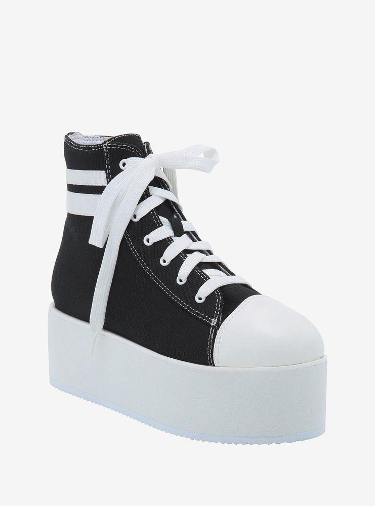Black & White High-Top Platform Sneakers