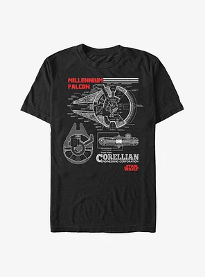 Star Wars Falcon Blueprints T-Shirt
