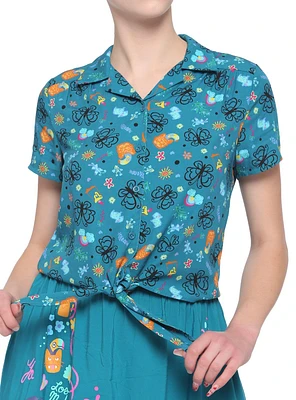 Disney Encanto Tie-Front Girls Woven Button-Up