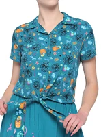 Disney Encanto Tie-Front Girls Woven Button-Up