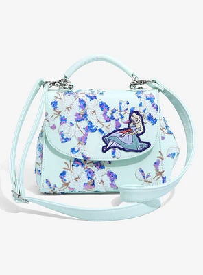 Loungefly Disney Alice in Wonderland Alice & Dinah Floral Sequin Handbag - BoxLunch Exclusive
