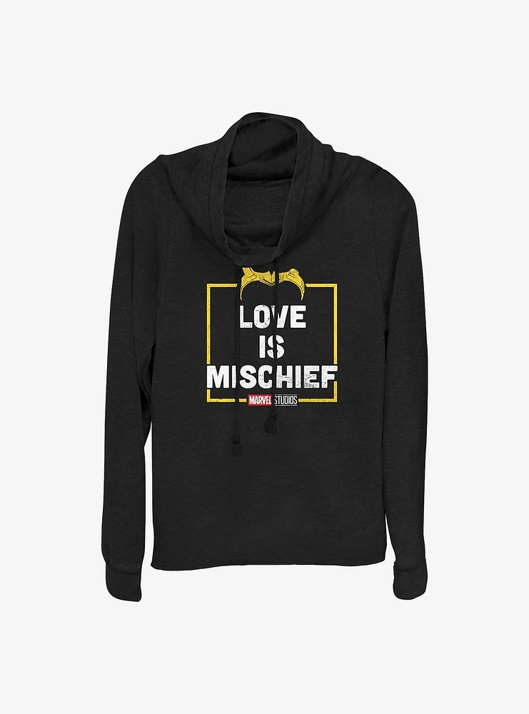 Marvel Loki Love Is Mischief Cowlneck Long-Sleeve Girls Top