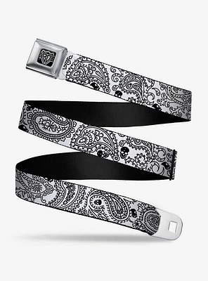 Bandana Skull Print Seatbelt Belt Black