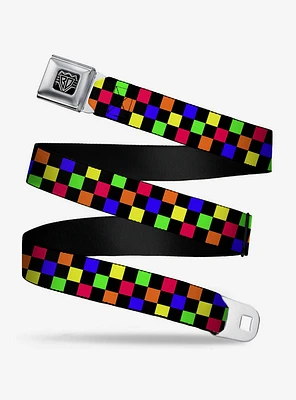 Checker Print Seatbelt Belt Neon